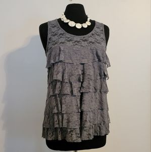 Ruffle Layered Slate Medium Blouse
